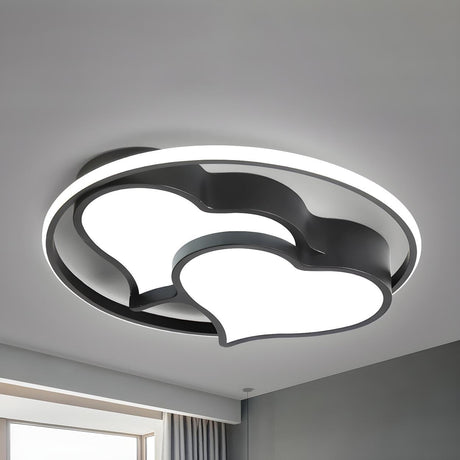 Modern Black Heart Shape LED Flush Mount Ceiling Light Image - 1