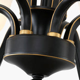 Modern Black Iron Ceiling Chandelier with Glass Shades Image - 17