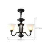 Modern Black Iron Ceiling Chandelier with Glass Shades #size