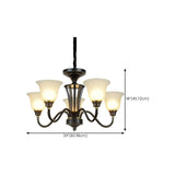 Modern Black Iron Ceiling Chandelier with Glass Shades Image - 21