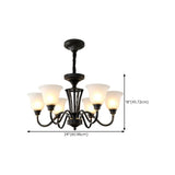 Modern Black Iron Ceiling Chandelier with Glass Shades Image - 22