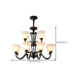 Modern Black Iron Ceiling Chandelier with Glass Shades Image - 25