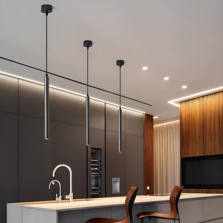 Modern Black Iron Cylinder Kitchen Island Pendant Light Image - 1