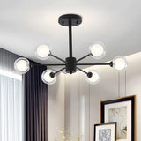 Modern Black Large Metal Burst Bedroom Globe Chandelier Image - 1