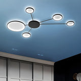 Modern Black Large Spoke-Like LED Flush Mount Light Image - 1