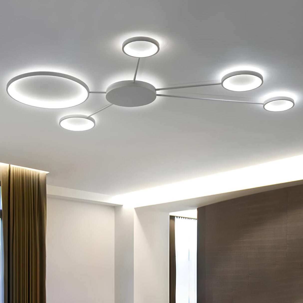 Modern Black Large Spoke-Like LED Flush Mount Light Image - 9