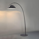 Modern Black LED Arc Wide Dome Metal Floor Lamp Image - 2