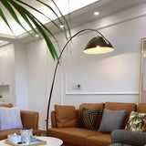 Modern Black LED Arc Wide Dome Metal Floor Lamp Image - 3