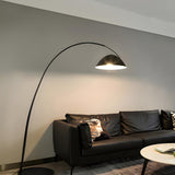 Modern Black LED Arc Wide Dome Metal Floor Lamp Image - 4