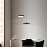 Modern Black LED Circle Hanging Metal Pendant Light Image - 1