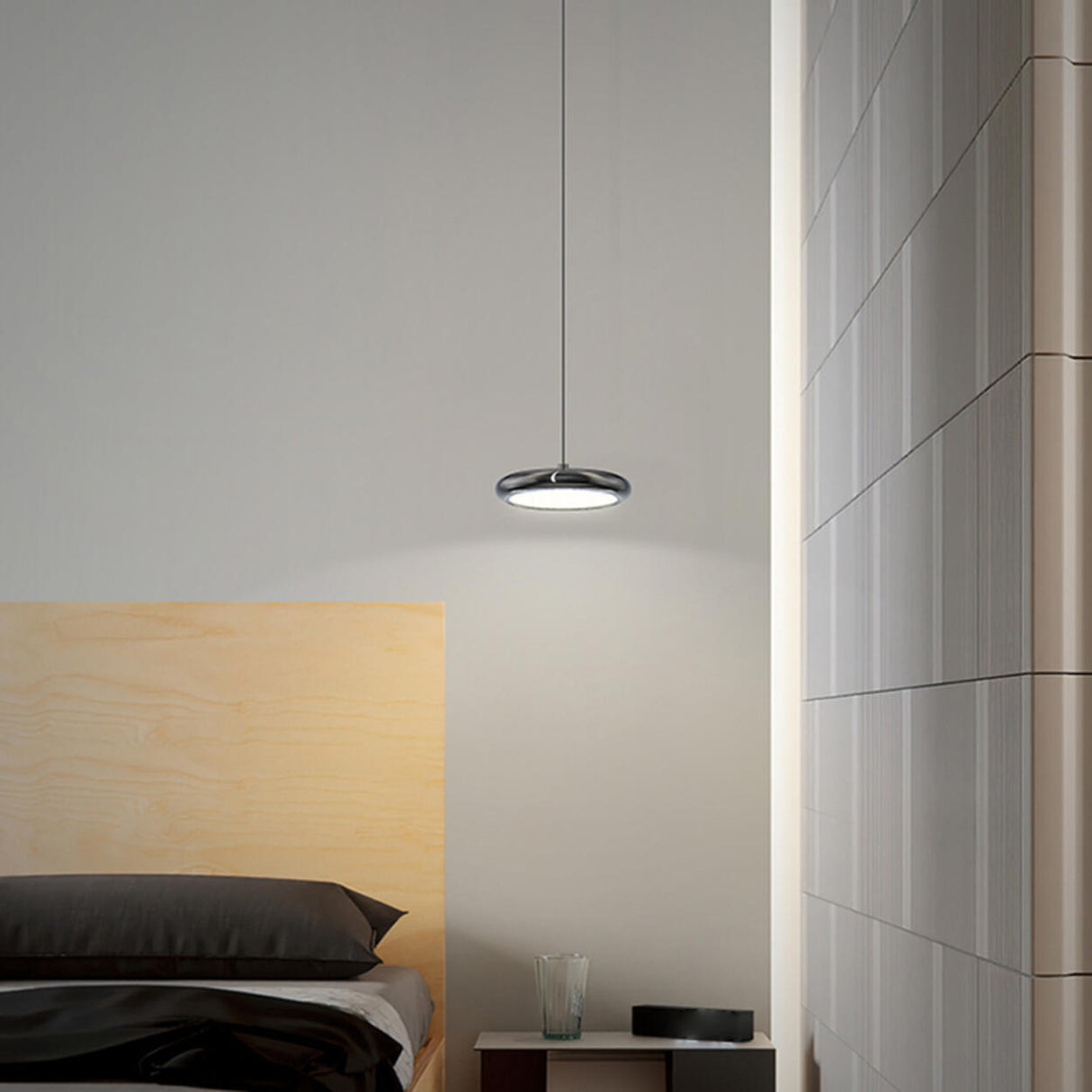 Modern Black LED Circle Hanging Metal Pendant Light Image - 4