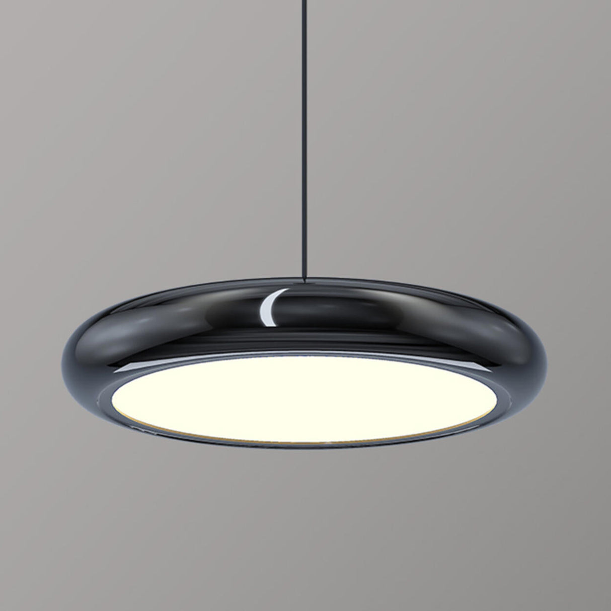 Modern Black LED Circle Hanging Metal Pendant Light Image - 8