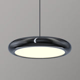 Modern Black LED Circle Hanging Metal Pendant Light Image - 8