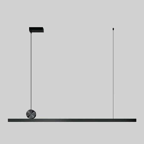 Modern Black Linear and Round Island Pendant Light Image - 2