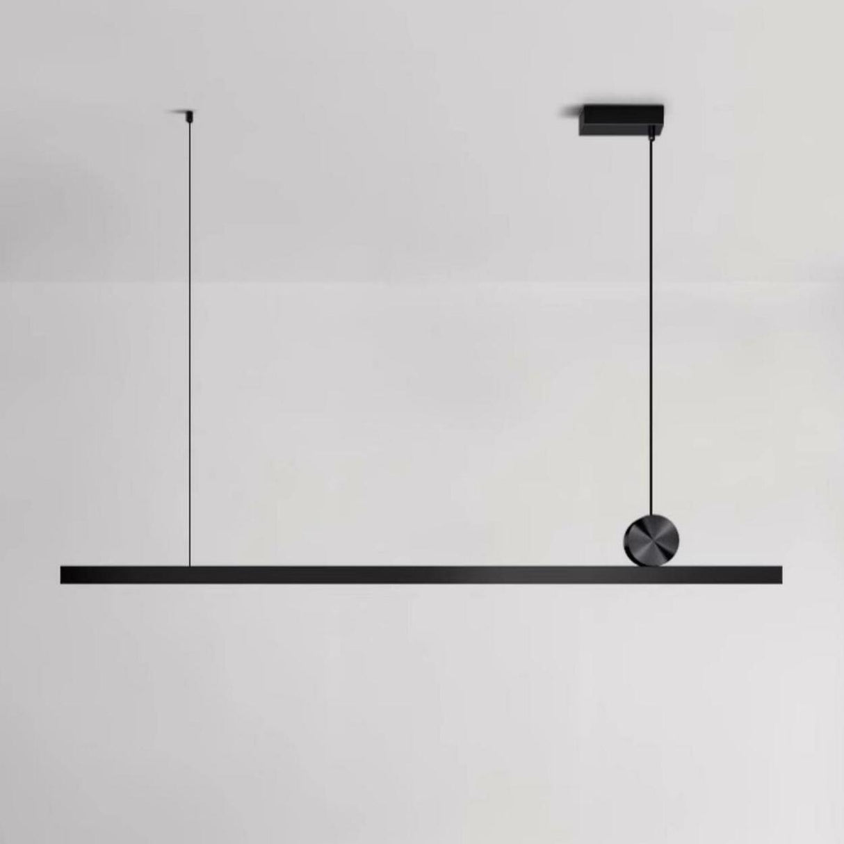 Modern Black Linear and Round Island Pendant Light Image - 4