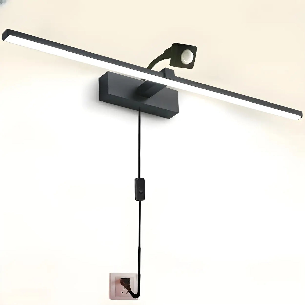 Modern Black Linear LED Bathroom Mirror Vanity Light Image - 11