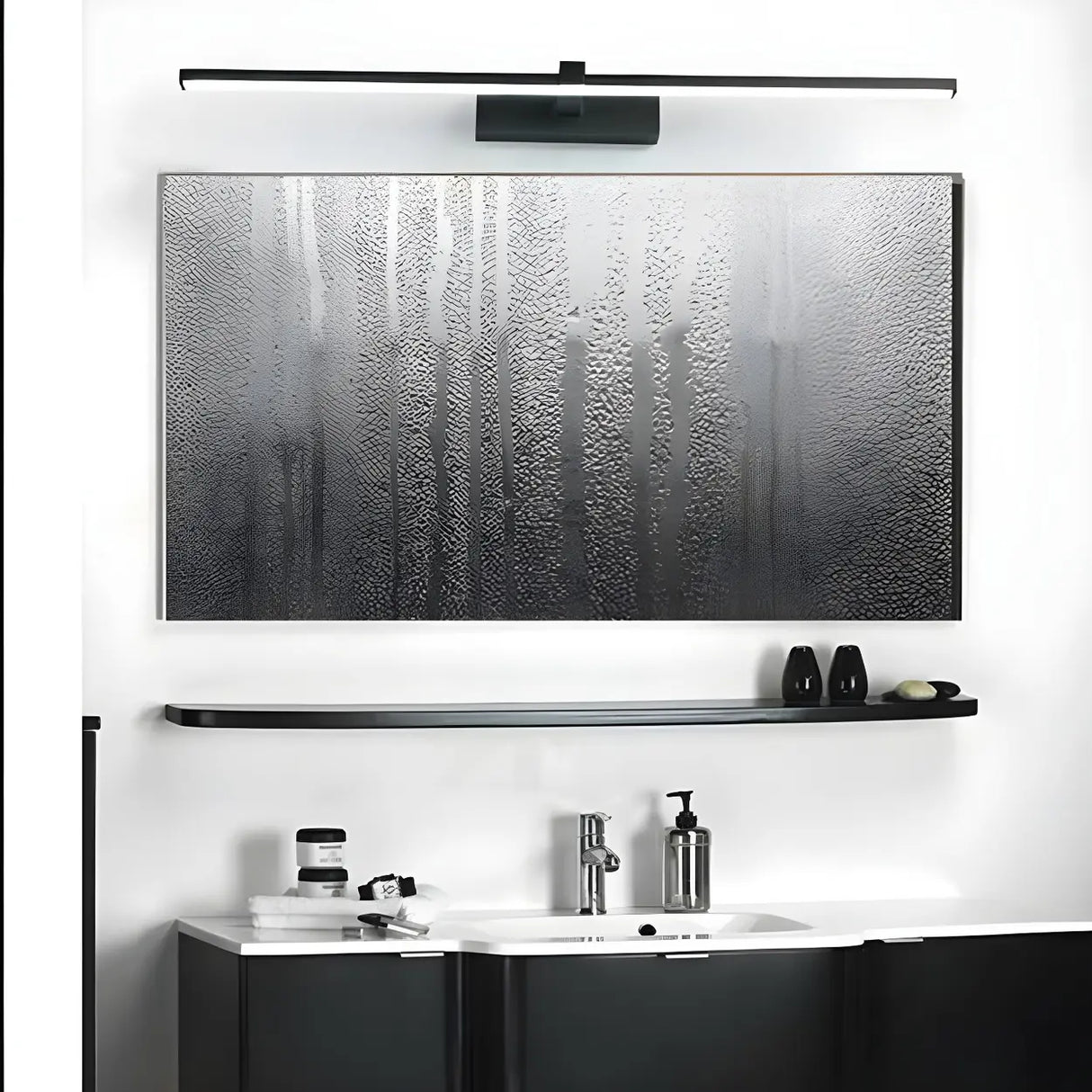 Modern Black Linear LED Bathroom Mirror Vanity Light Image - 4