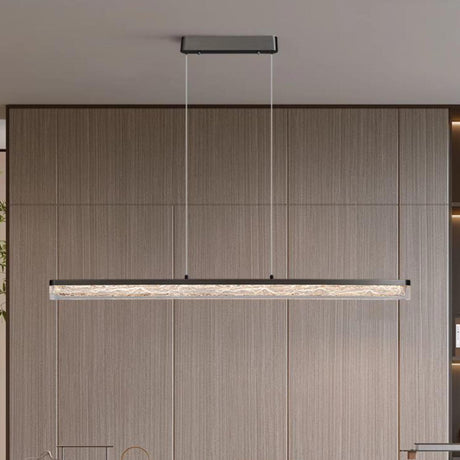 Modern Black Linear Pendant Light Kitchen Island Image - 1