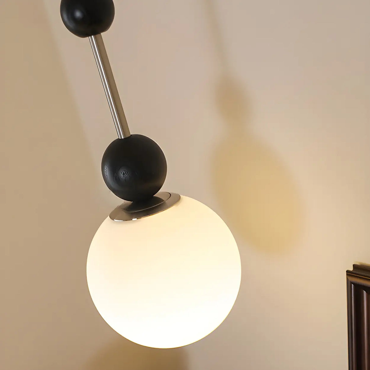 Modern Black Matte White Glass Globe Pendant Light Image - 6