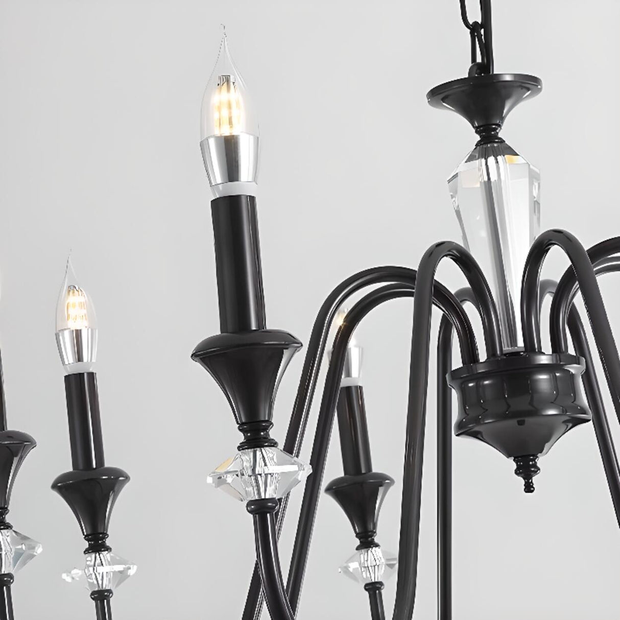 Modern Black Metal Candelabra Chandelier Adjustable Chain Image - 13