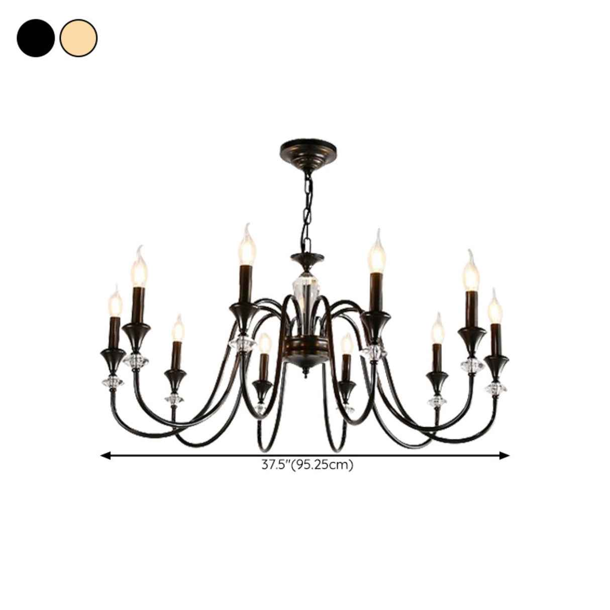 Modern Black Metal Candelabra Chandelier Adjustable Chain Image - 19