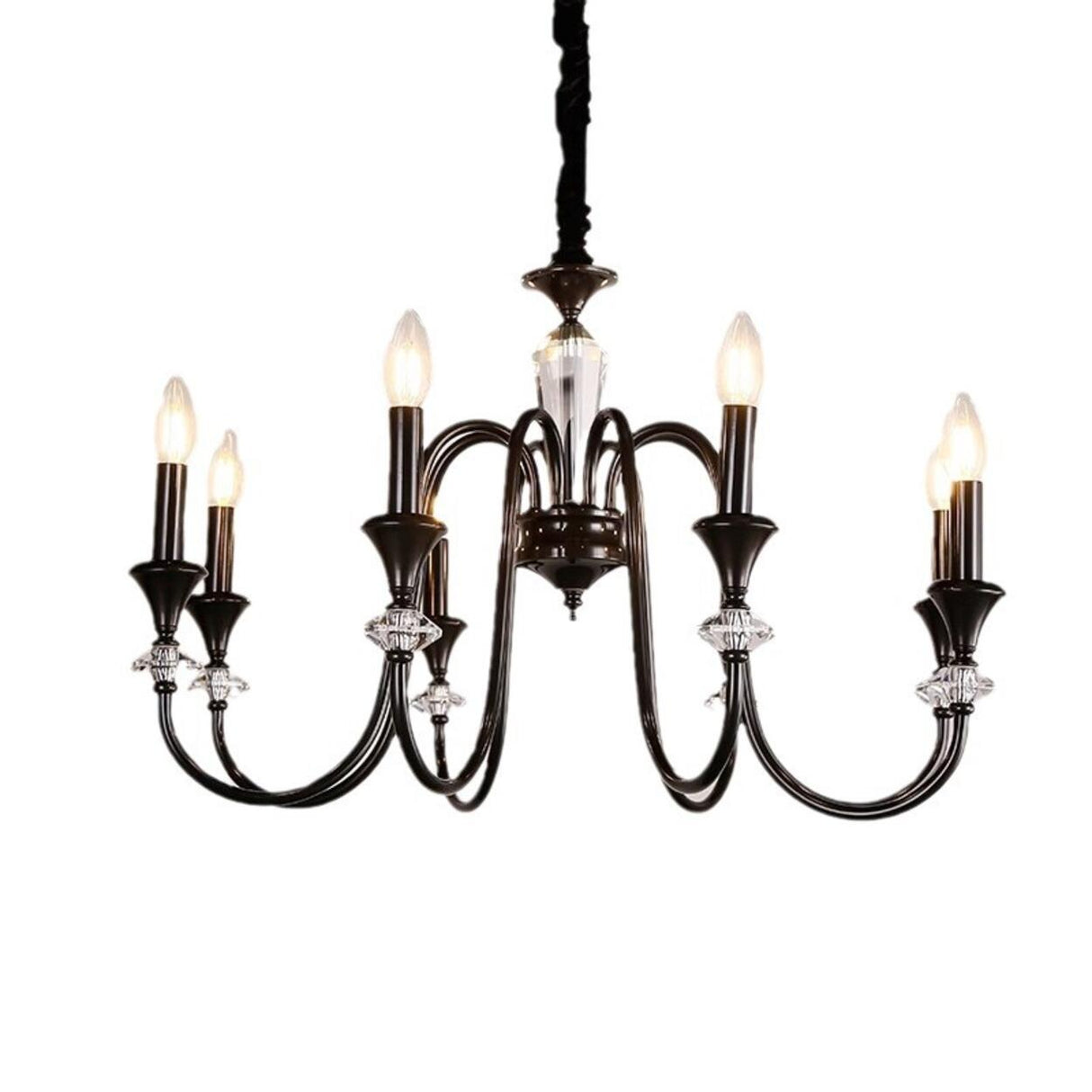 Modern Black Metal Candelabra Chandelier Adjustable Chain Image - 5