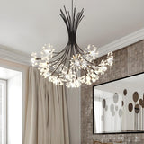 Modern Black Metal Clear Crystal Flower Bouquet Chandelier Image - 2