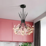 Modern Black Metal Clear Crystal Flower Bouquet Chandelier Image - 4