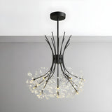 Modern Black Metal Clear Crystal Flower Bouquet Chandelier Image - 5