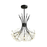 Modern Black Metal Clear Crystal Flower Bouquet Chandelier Image - 6