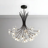 Modern Black Metal Clear Crystal Flower Bouquet Chandelier Image - 7