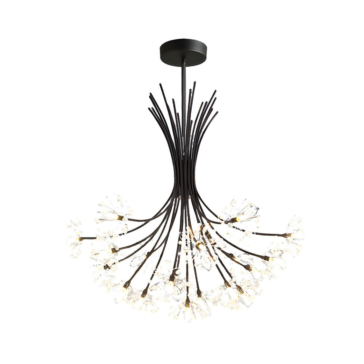 Modern Black Metal Clear Crystal Flower Bouquet Chandelier Image - 8