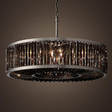 Modern Black Metal Crystal Drum Chandelier Light Image - 4