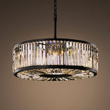 Modern Black Metal Crystal Drum Chandelier Light Image - 5