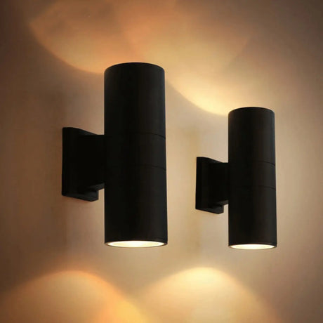 Modern Black Metal Cylinder Up Down Exterior Wall Light Image - 1