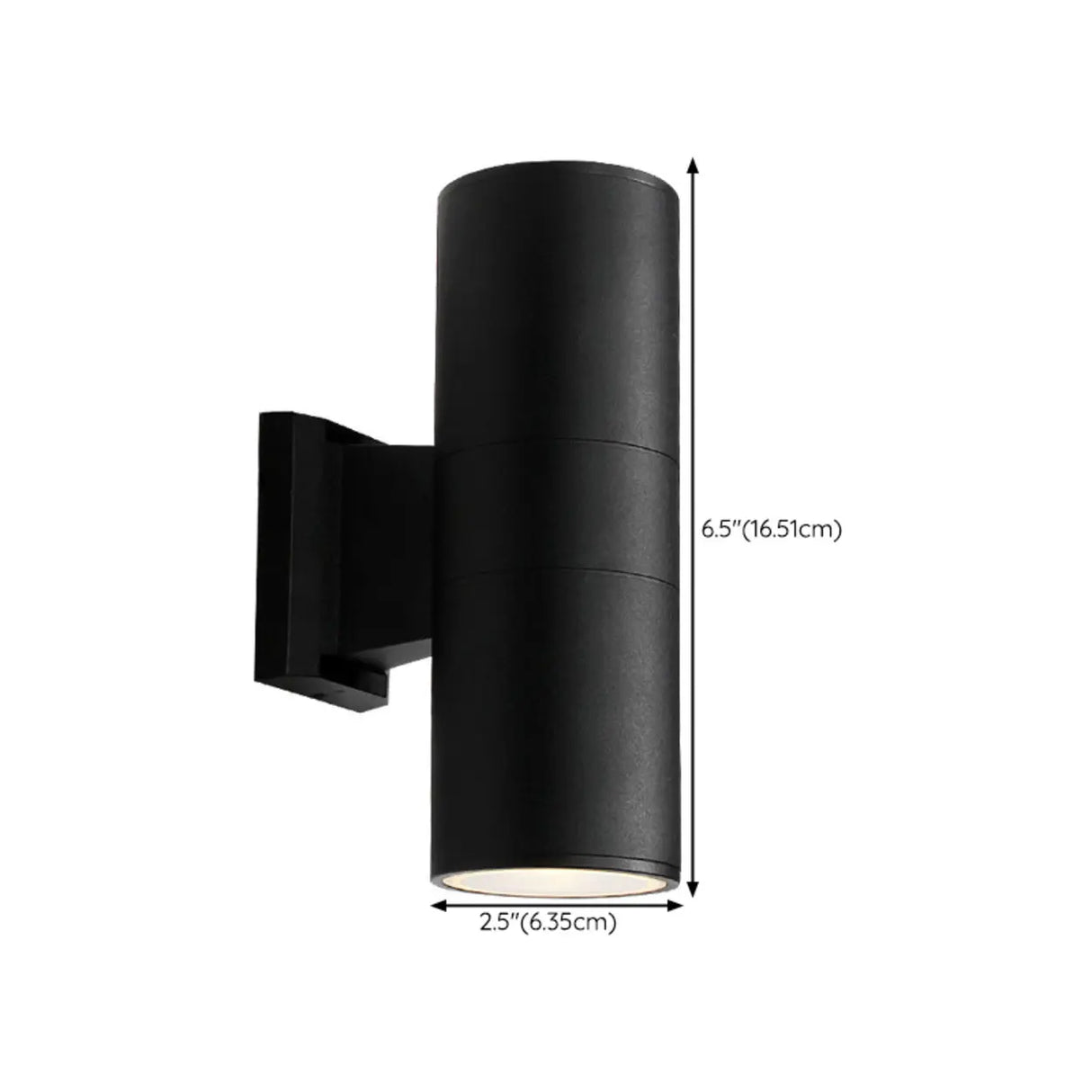 Modern Black Metal Cylinder Up Down Exterior Wall Light 