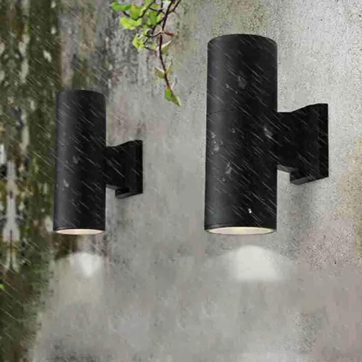 Modern Black Metal Cylinder Up Down Exterior Wall Light Image - 2