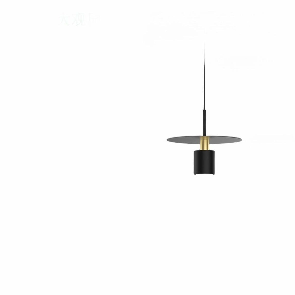 Modern Black Metal Disk Cylinder Pendant Light Image - 3