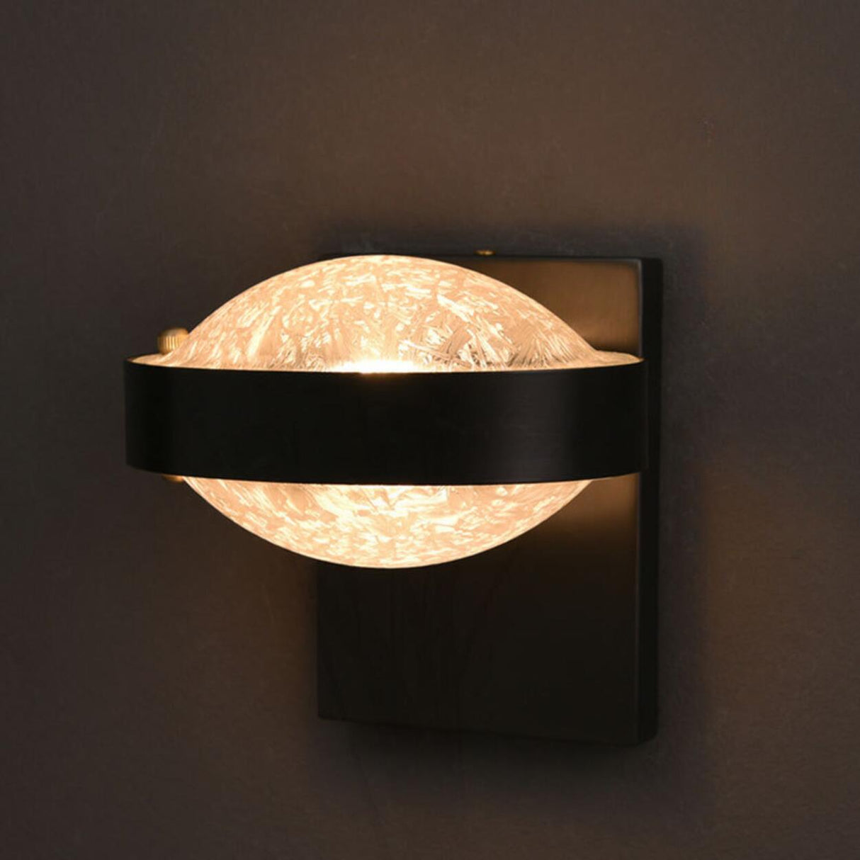 Modern Black Metal Frosted Glass Globe Wall Sconce Image - 10