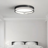 Modern Black Metal Round Flush Mount Ceiling Light Image - 1