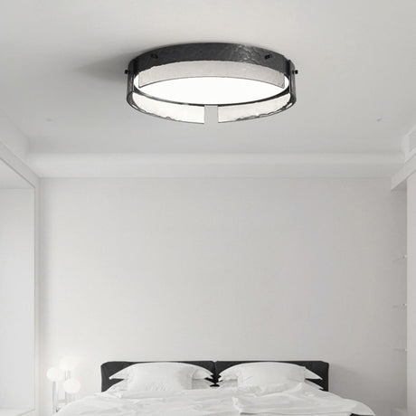 Modern Black Metal Round Flush Mount Ceiling Light Image - 1