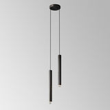 Modern Black Metal Slim Cylinder Bedroom Pendant Light Image - 10