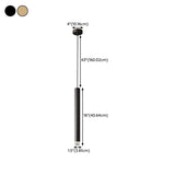 Modern Black Metal Slim Cylinder Bedroom Pendant Light #size