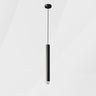 Modern Black Metal Slim Cylinder Bedroom Pendant Light Image - 5