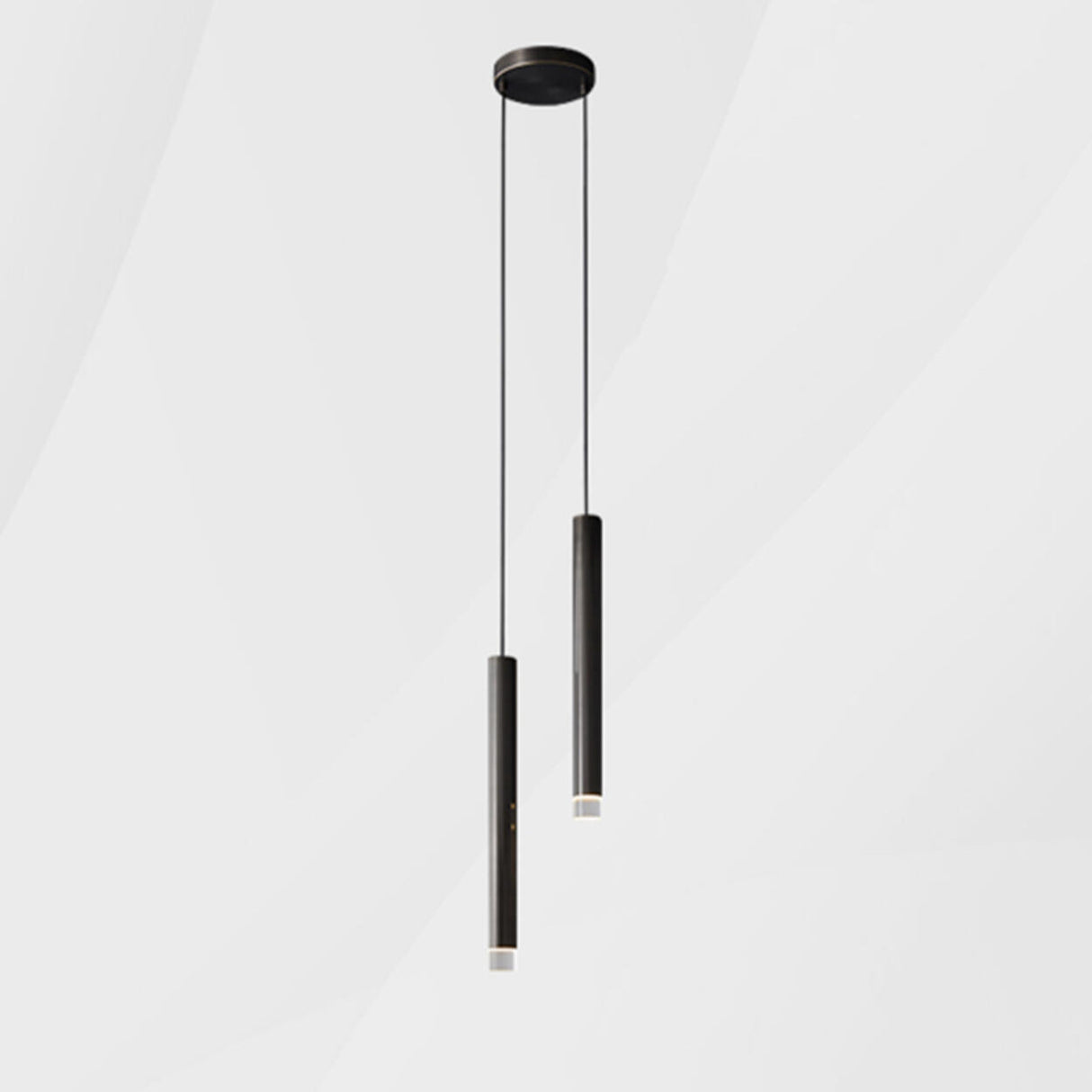 Modern Black Metal Slim Cylinder Bedroom Pendant Light Image - 6