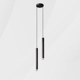 Modern Black Metal Slim Cylinder Bedroom Pendant Light Image - 6