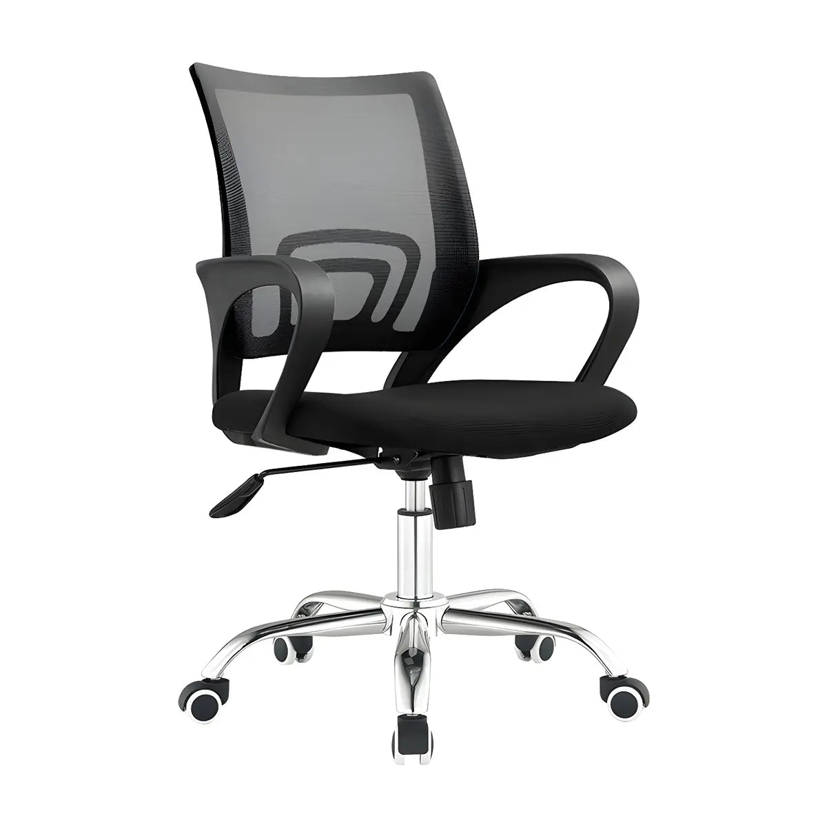 Modern Black Mid-Back Swivel Ergonomic Mesh Office Chair Image - 5