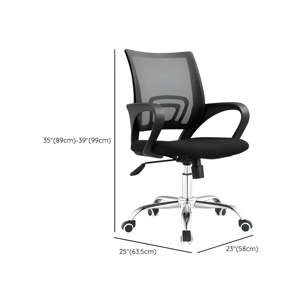 Modern Black Mid-Back Swivel Ergonomic Mesh Office Chair 