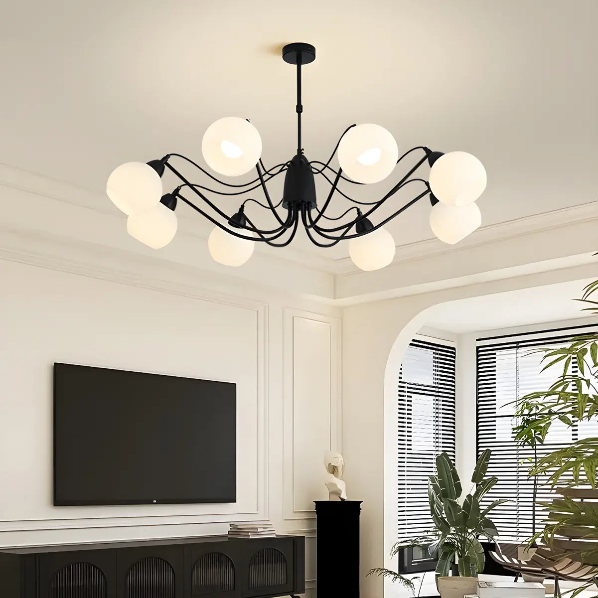 Modern Black Multi-Arm Ceiling Chandelier Lamp