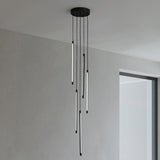 Modern Black Multi-Tube Acrylic LED Round Pendant Light Image - 1